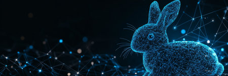 Holographic Rabbit in Digital Space A Symbol of Innovation, Technology, and the Futureの素材