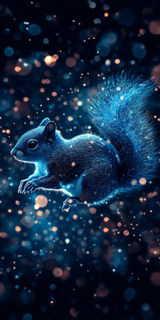Holographic Squirrel in Digital Space A Symbol of Modern Technology, Innovation, and the Futureの素材