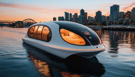 Autonomous Electric Water Taxi in a Smart City A Futuristic Visualization of Urban Transportationの素材