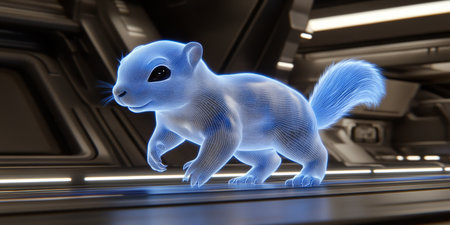 Holographic Squirrel in Virtual Environment Future of Technology and Augmented Realityの素材