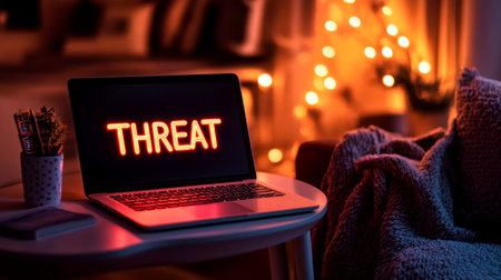 Cyber Threat - Neon Text Message, Evening, Home Interior Living Room Christmas Decorationの素材