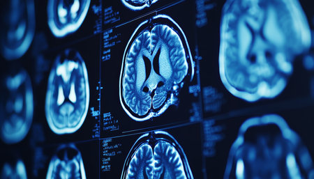 Neon Blue Brain MRI Scans Advanced Medical Imaging for Neurological Research and Diagnosticsの素材