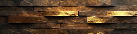 Gilded Texture Abstract Grunge Brick Wall Background With Gold Illuminations And Dramatic Lightの素材