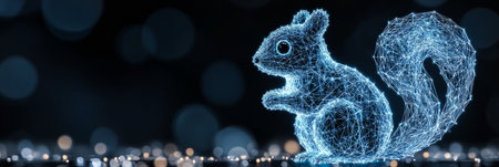 Holographic Squirrel Illustration Representing Innovation and Technology in the Digital Ageの素材