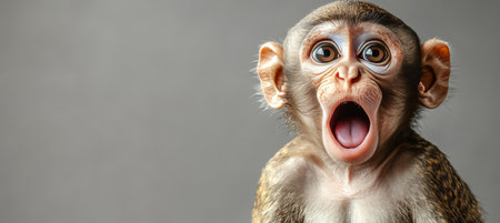 Surprised Shocked Golden Monkey With Open Mouth And Shocked Eyes, Isolated On Solid Flat Backgroundの素材