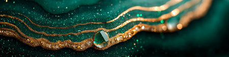 Luxurious Navy Blue and Gold Marble Texture with Emerald Green Accents, Abstract Backgroundの素材