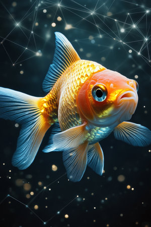 Goldfish, Digital Space, Holographic, Technology, Futuristic Blue, Modern, Swimming, Glidingの素材