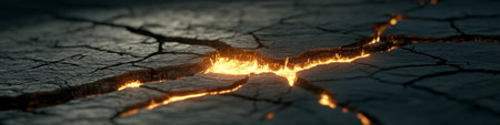 Glowing Lava Veins Cracked Earth With Magma Glowing From Beneath, Abstract Background Textureの素材