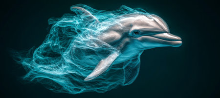 Energetic Dolphin Swimming with a Mystical Blue Glow, Perfect for Animal and Fantasy Conceptsの素材