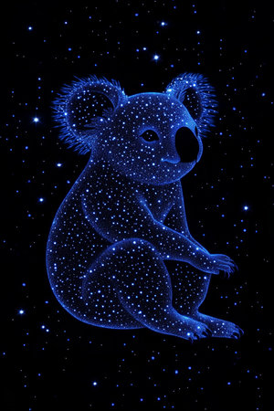 Celestial Koala A Sparkling Silhouette of a Koala Bear Against a Starry Cosmic Backdrop.の素材