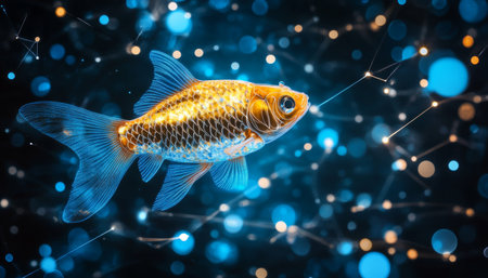 Holographic Goldfish in Digital Space A Glimpse into the Fusion of Nature and Technologyの素材