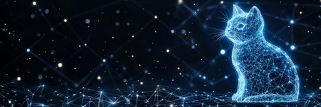 Holographic Cat in Cyberspace An Artistic Representation of Technological Advancement.の素材