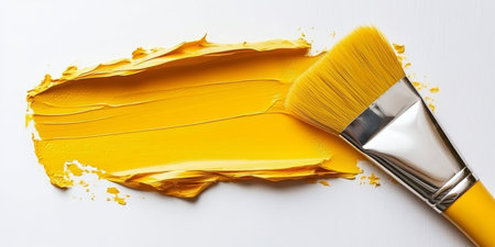 Stroke of Gold Oil Painting Texture on White Background, Art Supplies and Creativity Conceptsの素材