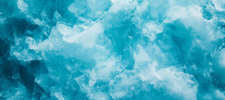 Close-Up of Vivid Blue Ice With Intricate Cracks Abstract Winter Nature Background Textureの素材
