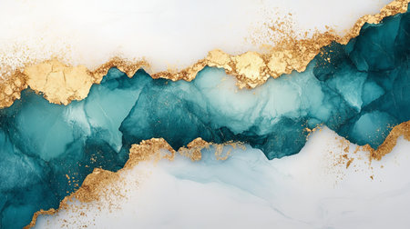 Turquoise and Gold Marble Texture, Teal Onyx Geode Background, Luxurious Crystal Wallpaperの素材