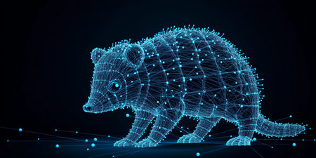 Blue Holographic Hedgehog, A Symbol of Modern Technology and Innovation in Digital Spaceの素材