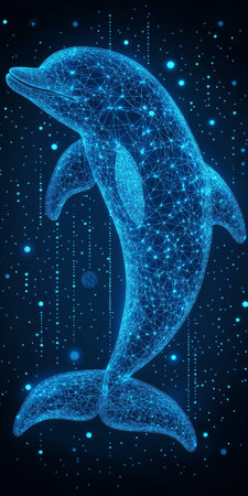 Holographic Dolphin, a Glimpse into Future Technology A Striking Blend of Nature and Innovationの素材