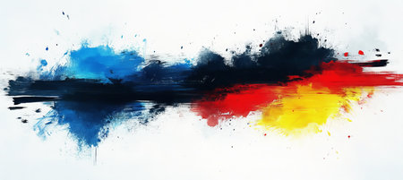Expressive Strokes of Germany Colors, Black, Red, and Yellow Textured Acrylic Paint Brushstrokesの素材
