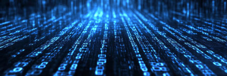 Abstract Digital Rain Binary Code Flowing in Cyberspace, Technology and Data Conceptの素材