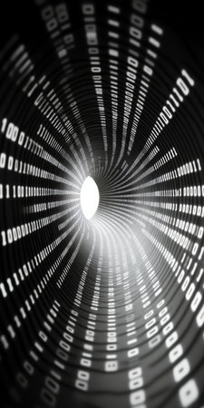 Digital Network Tunnel, A Futuristic Perspective on Data Flow and Technology. Abstract Backgroundの素材