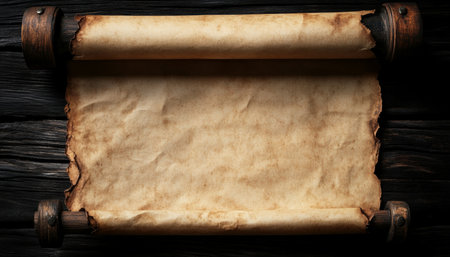 Aged Parchment Scroll Vintage Texture Background with Antique Charm, for Historical Designsの素材