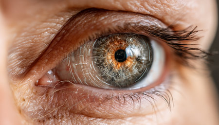Woman s Eye with Futuristic Digital Interface A Striking Representation of Technology and Humanity.の素材