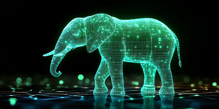 Holographic Elephant in Digital Space A Futuristic Vision of Technology and Innovationの素材