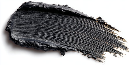 Black Brush Strokes of Oil, Charcoal, Ink Paint, Texture Isolated on White Background.の素材
