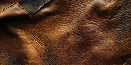 Abstract Background Of Brown Distressed Full Grain Leather Texture Close Up, Vintage Rustic Style.の素材
