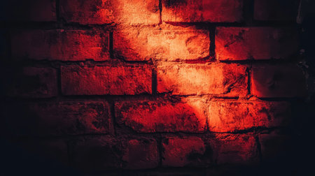 Red Brick Wall Texture, Grunge Background With Dramatic Spotlight, Abstract Architectureの素材