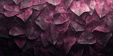 Purple Frozen Ivy Leaves Background, Winter Season Floral Texture, Natural Macro Patternの素材
