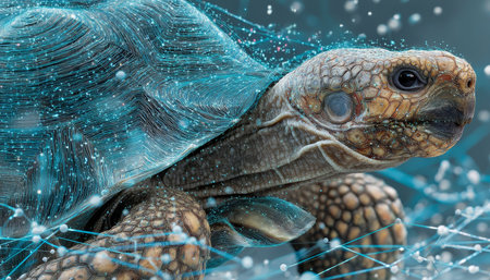 Futuristic Tortoise in Digital Space A Glimpse into Modern Technology and Innovationの素材