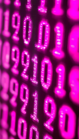 Pink Binary Code on Black, Technology Background. Digital Data Flow, Streaming Cyberspace Conceptの素材