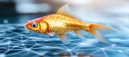 Golden Fish, Digital Space, Hologram, Future Technology, Innovation, Abstract Backgroundの素材