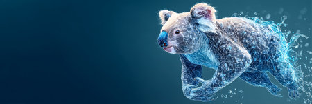 Digital Koala Abstract Representation of Wildlife and Technology in the Digital Age.の素材