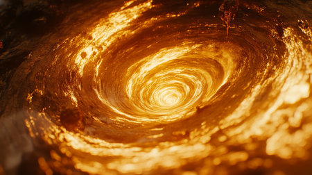 Abstract Golden Whirlpool, a Swirling Vortex of Light and Energy, Luxurious Background Textureの素材