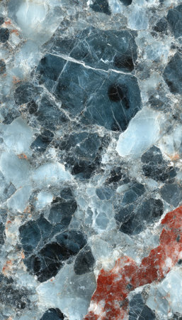 Turquoise, Black, And Crimson Marble Texture Background With A Natural Crystal Pattern, Close Upの素材