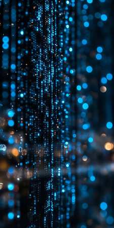 Abstract Flowing Dots And Dashes In Cyber Data With Abstract Code In Turquoise, Technology Conceptの素材