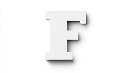 Simple White Letter F, 3D Render on Isolated White Background, for graphic design projectsの素材