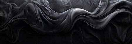 Abstract Luxury Black Flowing Wave Background, Dark Grey Particles Shine on Christmasの素材