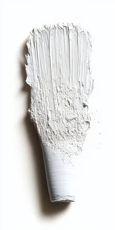 White Oil Paint Brushstroke, Texture Of Brush Strokes On A White Background With Copy Spaceの素材