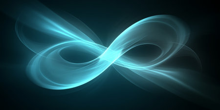Swirling Teal Waves of Energy, Particles and Bokeh on Dark Background, Abstract Design Elementの素材