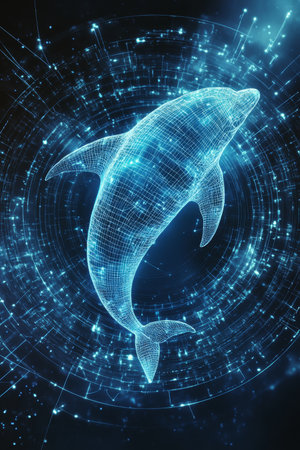 Holographic Dolphin, Digital Representation, Future Technology, Virtual Reality Experienceの素材