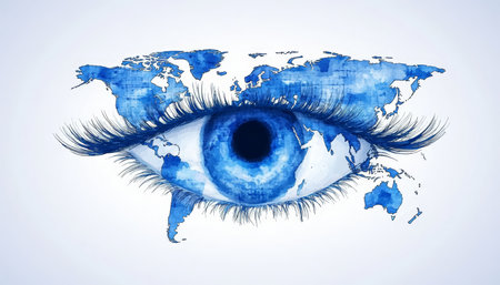 Global Vision Concept Eye With World Map For World Sight Day And Vision Care Awarenessの素材