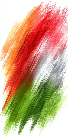 Indian Flag Illustration Saffron, White, and Green Strokes Representing the Tiranga Designの素材