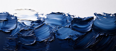 Abstract Blue Brushstrokes Dynamic Oil Painting Texture on Canvas. Bold and Expressive Art.の素材