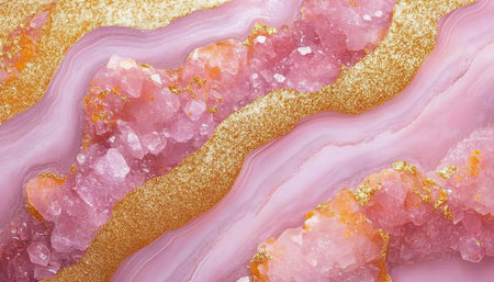 Pink and Gold Marble Texture, Luxury Rock Background With Agate Crystal, Glitter Geode Effect Designの素材