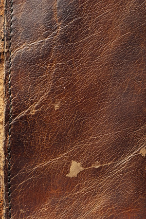 Abstract, Vintage Brown Leather Texture With Scratches Creases Perfect for Background Designsの素材