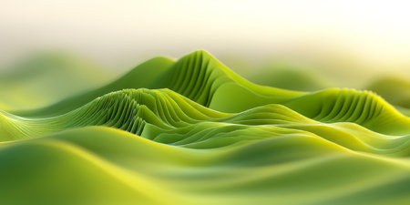 Abstract Flowing, Dynamic Waves of Layered Paper Folds in Sunny Yellow and Lime Green Tonesの素材