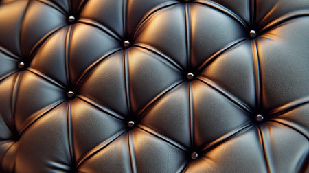 Luxury brown leather upholstery with buttons. Elegant vintage or classic design furniture.の素材